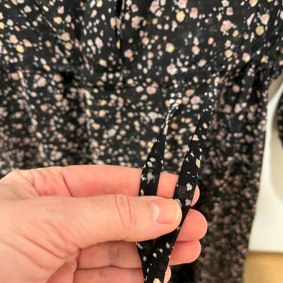 All Saints Sheer Black Dress with Pink Floral Pattern used - Picture 4 of 9